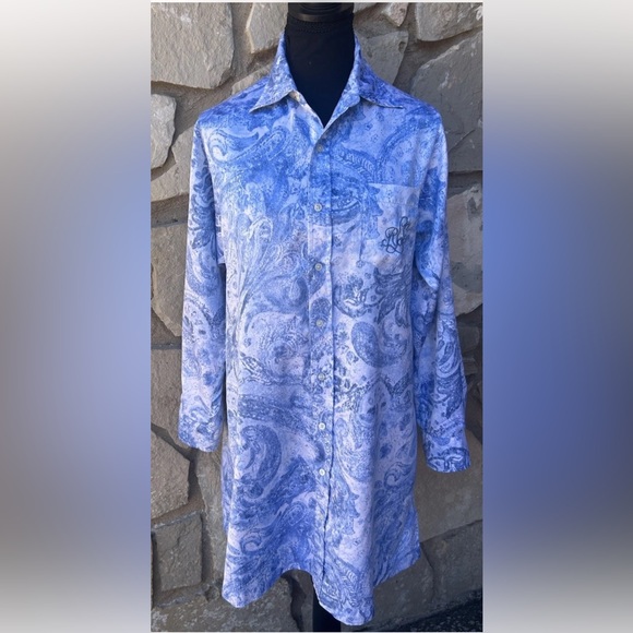 Lauren Ralph Lauren Other - Ralph Lauren Blue Paisley Night Shirt Small Embroidered Logo Womens Preppy